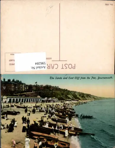 596284,The Sands and East Cliff from the Pier Bournemouth Boote Strand Strandleben United Kingdom