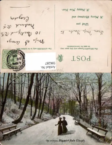 596287,Künstler Ak Happy Christmas The Avenue Boggart Hole Church United Kingdom Weihnachten