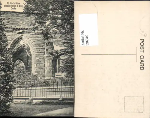 596349,St Johns Ruins showing Coffin in Wall Chester United Kingdom