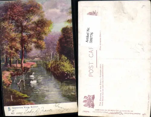 599776,Künstler Ak Buxton Serpentine Walk Schwan pub Rapheal Tuck Sons 1657 Great Britain