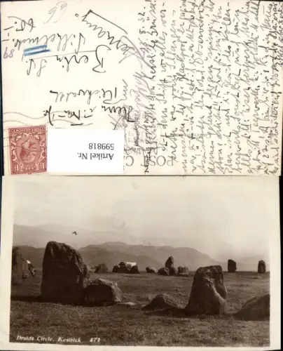 599818,Foto Ak Druids Circle Keswick Gesteinsformation Great Britain