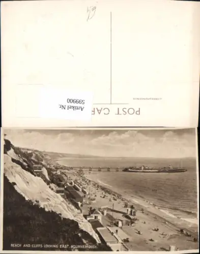 599900,Bournemouth Beach and Cliffs looking east Strand Küste Great Britain
