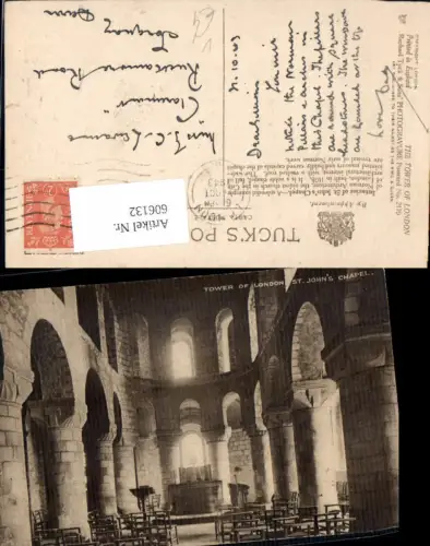 606132,London Tower of London St Johns Chapel Interior Kirche Great Britain pub Raphael Tuck Sons 2170