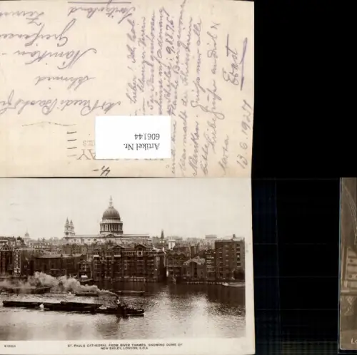606144,Foto Ak London St Pauls Cathedral from River Thames Schiff Dampfer Great Britain