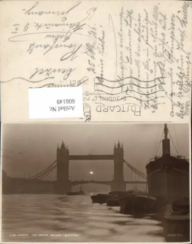 606149,Foto Ak London The Tower Bridge Sundown Brücke Sonnenuntergang Great Britain