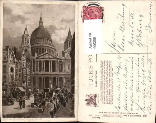 606250,Künstler Ak W. Matthison St Pauls Cathedral from Ludgate Hill London pub Raphael Tuck Sons 501