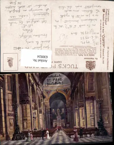 630924,Künstler Ak London Interior St Pauls Cathedral Great Britain pub Raphael Tuck Sons 8649