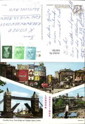636700,Mehrbild Ak London Piccadilly Circus Tower Bridge Reklame Coca Cola Great Britain