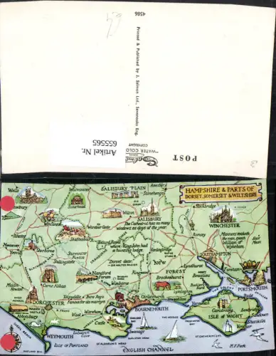 655565,Lagekarte Hampshire Parts of Dorset Somerset Wiltshire