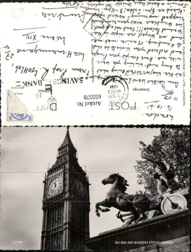 655578,Foto Ak London Big Ben and Boadicea Statue