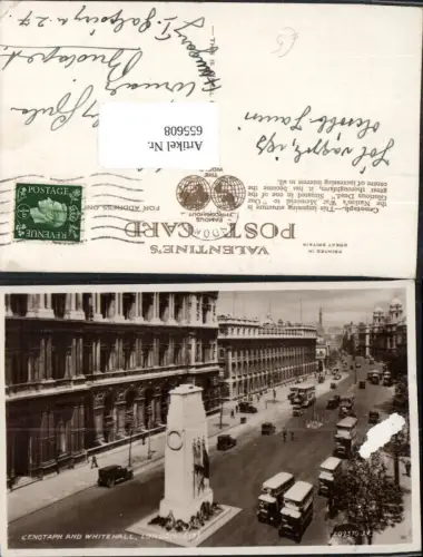 655608,Foto Ak London Cenotaph and Whitehall Bus Doppeldeckerbus