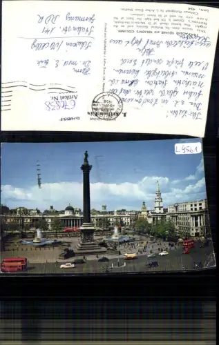 670838,London Trafalgar Square and Nelsons Column Bus Doppeldeckerbus England