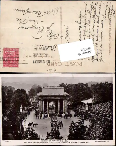 698728 London Buckingham Palace Coronation Process 1911