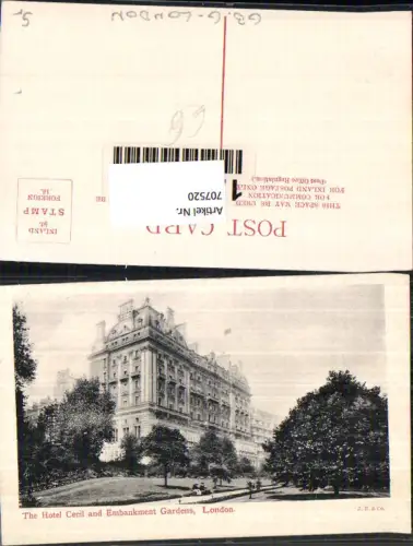 707520 London Hotel Cecil and Embankment Gardens 1900