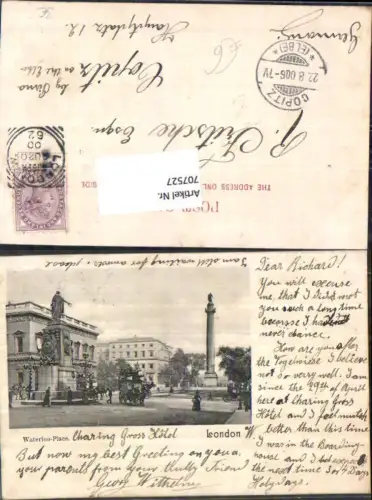 707527 London Waterloo Place 1900 Stp. Copitz Elbe b. Pirna