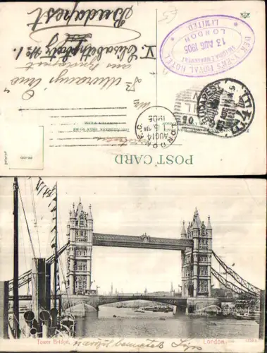 707588 London Tower Bridge Brücke Stp. Dekeyser`s Royal Hotel Victoria Embankment