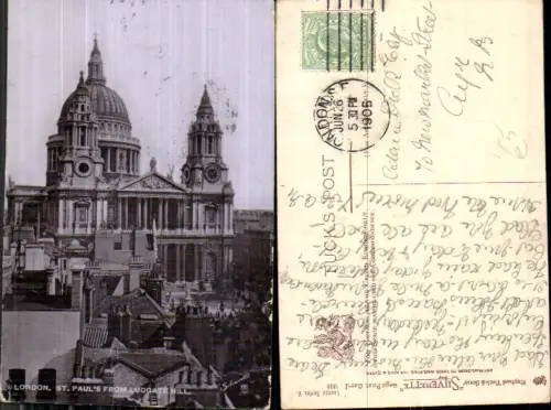 707637 London St Paul Cathedral from Ludgate Hill pub Raphael Tuck Sons Silverette 1809