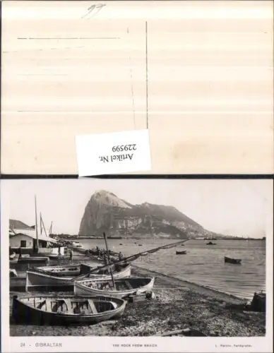 229599,Gibraltar The Rock from Beach Strand Ruderboote