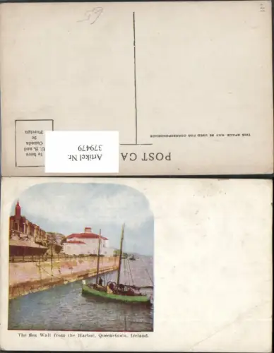379479,Künstler AK Ireland Queenstown Sea Wall from the Harbour Mauer Segelboot