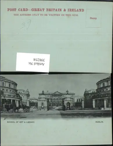 398258,Ireland Dublin School of Art and Library Schule Bibliothek Kutsche