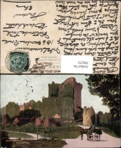 398275,Ireland Killarney Ross Castle Burg Ruine Kutsche