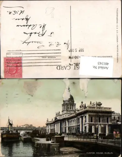 401343,Ireland Dublin Custom House Gebäude Brücke Dampfer