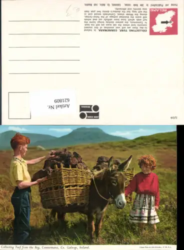 621809,Collecting Turf form the Bog Connemara Galway Esel Irland Ireland
