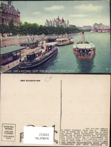 339512,Schiffe Binnenschiffe London Scotland Yard Whitehall Court from Westminster Bridge