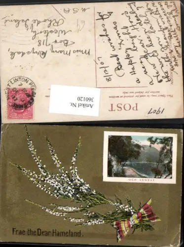 360120,Scotland Loch Achray See Passepartout Blumenzweige Schleife