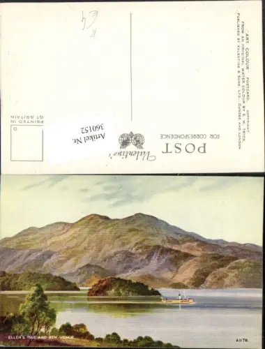 360152,Künstler AK E. W. Trick Scotland Ellens Isle and Ben Venue Insel Bergkulisse