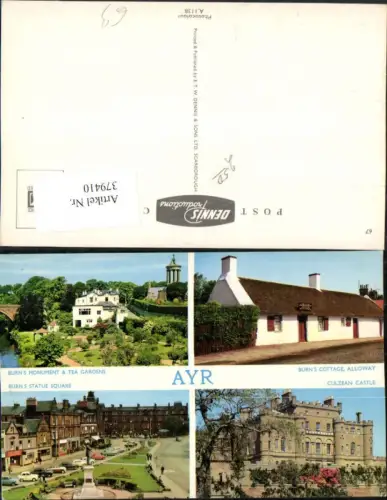 379410,Scotland Ayr Culzean Castle Burns Monument Tea Gardens Cottage Mehrbildkarte