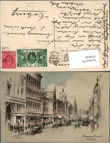 379434,Künstler AK Andrew Allan Scotland Glasgow Buchanan Street Straßenansicht