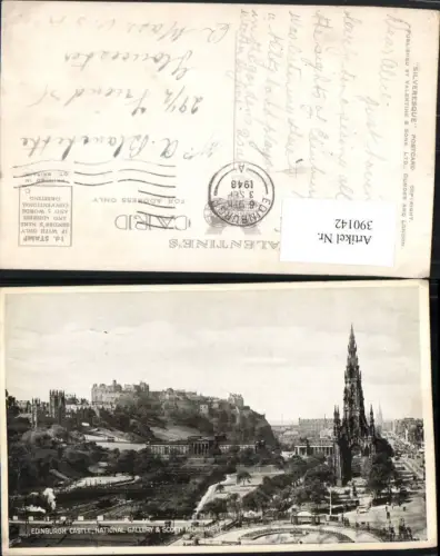 390142,Great Britain Scotland Edinburgh Castle National Gallery and Scott Monument
