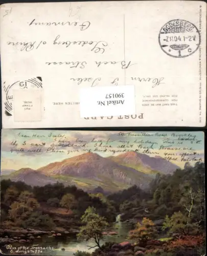 390157,Künstler AK E. Longstaffe Great Britain Scotland Stirling Pass of Trossachs Bergkulisse