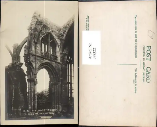 398322,Scotland Melrose Abbey Side of Presbytery Kloster Ruine