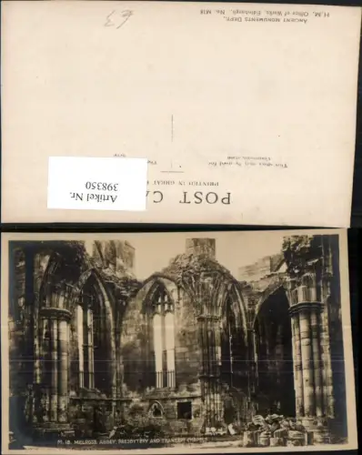 398350,Scotland Melrose Abbey Presbytery and Transept Chapels Kloster Ruine