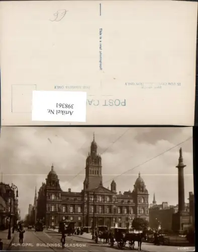 398361,Scotland Glasgow Municipal Buildings Rathaus Straßenansicht Kutsche
