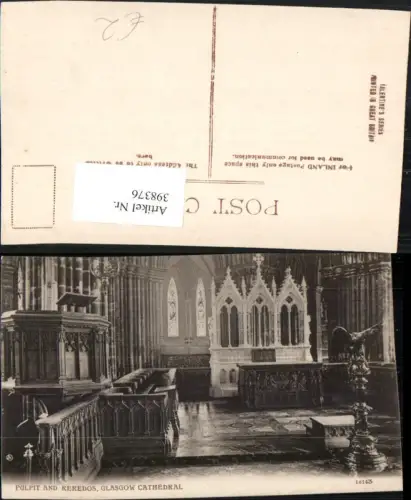 398376,Scotland Glasgow Cathedral Pulpit and Reredos Kirche Innenansicht Kanzel