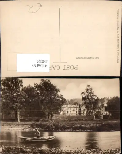 398392,Scotland Melrose Abbotsford Haus Schloss Ruderboot Fischer