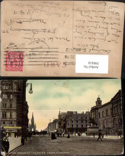 398410,Scotland Edinburgh Wellington Monument and Register House Straßenansicht
