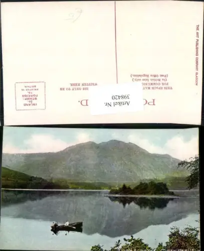398420,Scotland Loch Achray and Ben Venue Ruderboot Bergkulisse