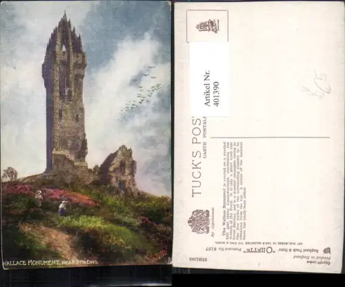 401390,Künstler AK Scotland Stirling Wallace Monument pub Raphael Tuck 6157