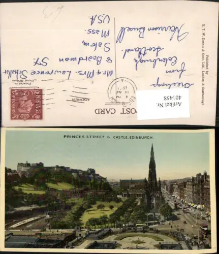 401458,Scotland Edinburgh Princes Street and Castle Burg Scott Monument
