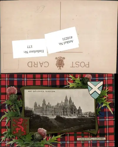 410251,Scotland Glasgow Art Galleries Gebäude Passepartout Tartan
