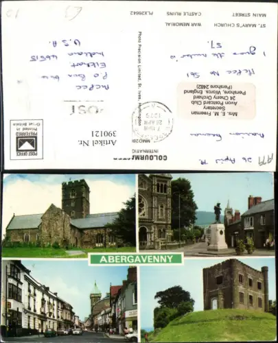 390121,Great Britain Wales Abbergavenny St. Marys Church War Memorial Castle Mehrbildkarte