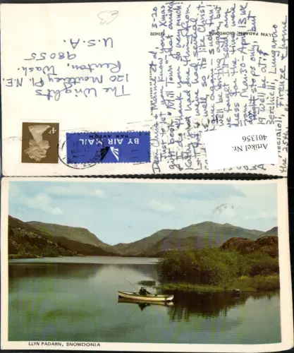 401356,Wales Snowdonia Llyn Padarin See Boot Fischer Bergkulisse
