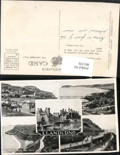 401370,Wales Llandudno Conway Castle Bridge Promenade Happy Valley Mehrbildkarte