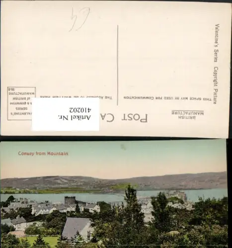 410202,Wales Conway Conwy from Mountain Teilansicht Burg