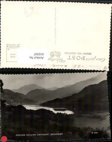 410207,Wales Beddgelert Evening on Llyn Gwynant See Bergkulisse