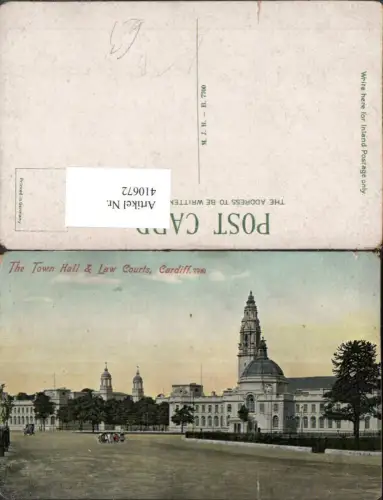 410672,Wales Cardiff Town Hall and Law Courts Rathaus Gericht